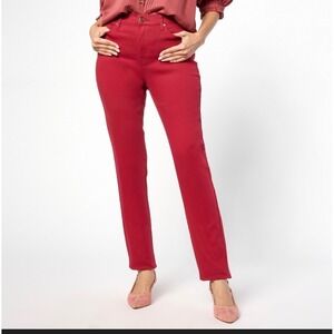 Diane Gilman Virtual Stretch Red Straight Leg Jeans High Rise Size 2P NEW